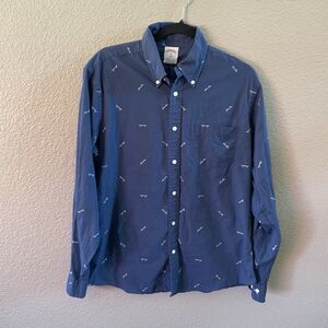 Brooks Brothers 1818 Shirt Mens  Medium Blue Regent Skateboard Novelty Button Up